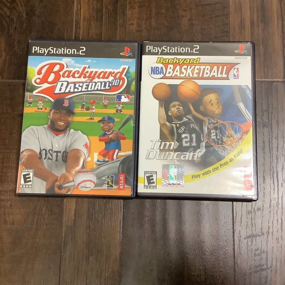 Backyard Baseball 10 & Backyard NBA Basketball PS2 Bundle David Ortiz Tim Duncan